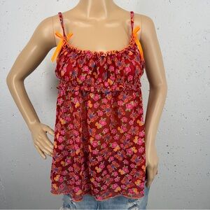 Victoria’s Secret Women’s Small Y2K Vintage Red Butterfly Baby Doll Cami Top